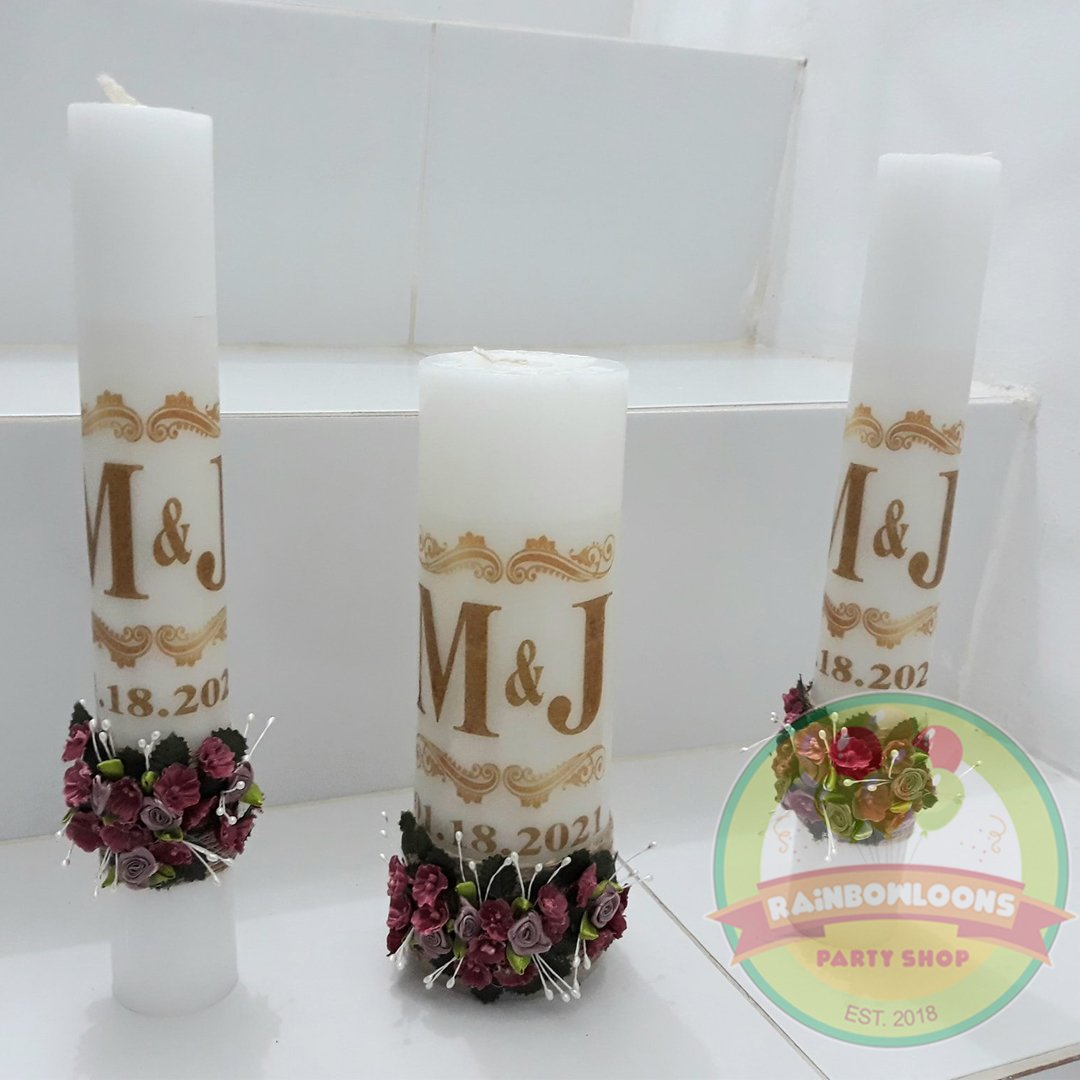 3pc Unity Candle (Flowers)