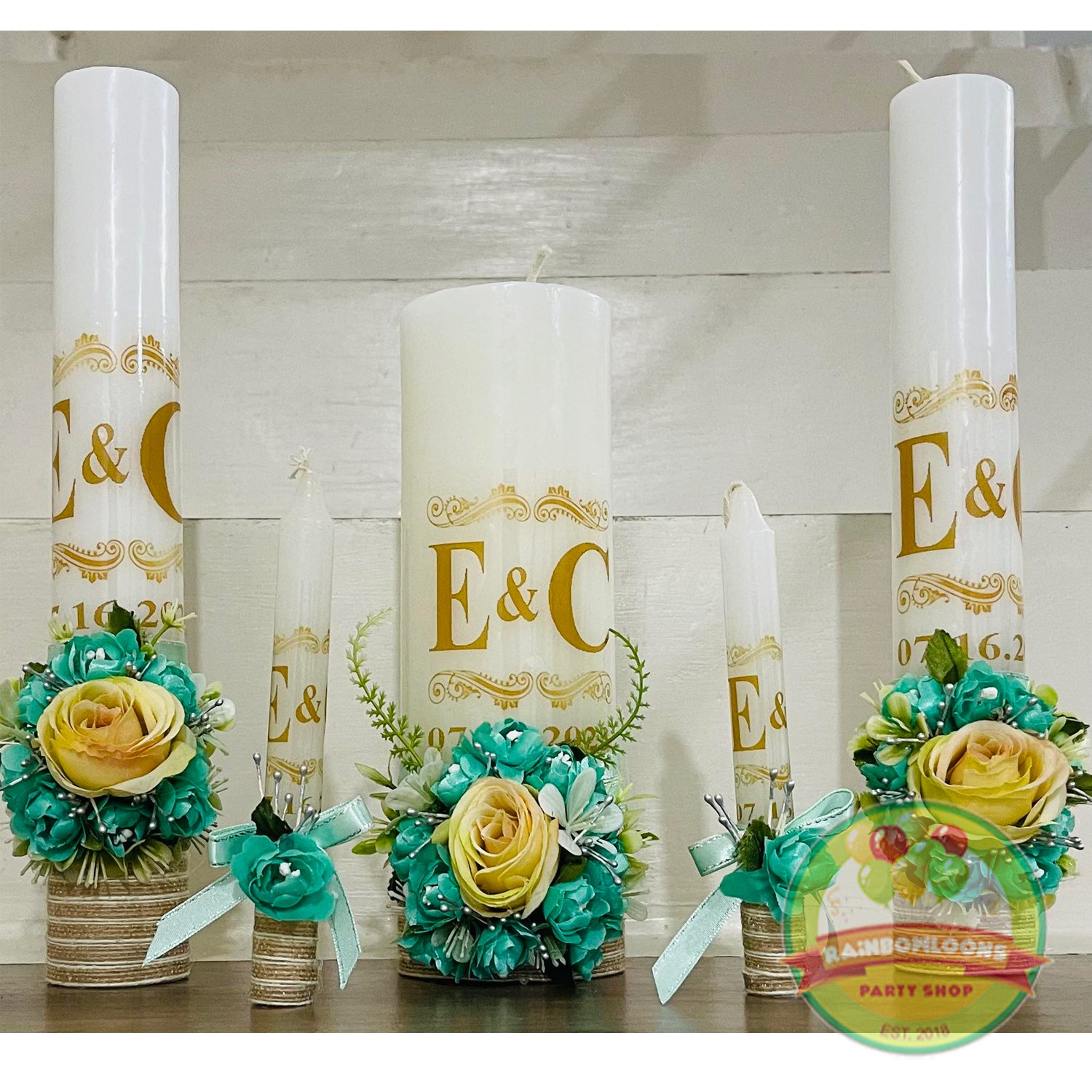 5pc Unity Candle (Flowers)